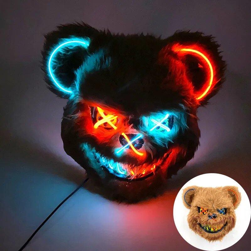 Mascara Urso Led - Terror Halloween - Fantasia Infantil