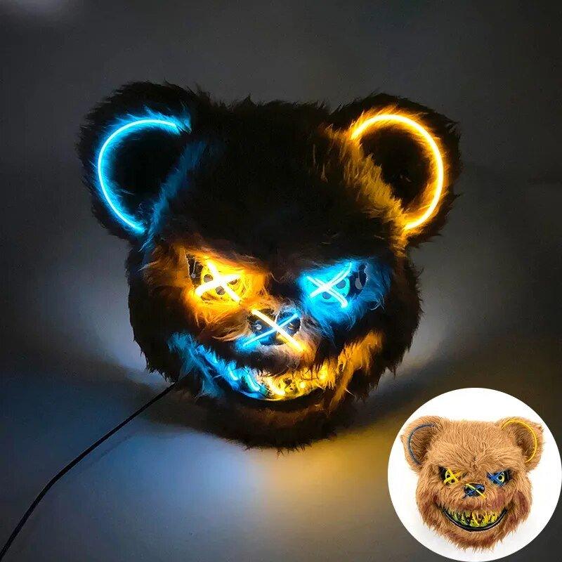 Mascara Urso Led - Terror Halloween - Fantasia Infantil